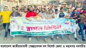 নবগঠিত জেলা ও মহানগর স্বেচ্ছাসেবক দলকে স্বাগত জানিয়ে আনন্দ মিছিল
