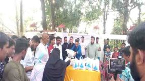 খাদিমনগরের ছালিয়ায় প্রবাসী পাপ্পুর উদ্যোগে খাদ্য সামগ্রী বিতরণ