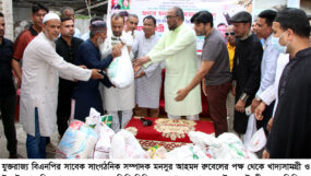 বিএনপি নেতা মনসুর আহমদ রুবেলের উদ্যোগে খাদ্যসামগ্রী বিতরণ