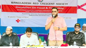 গোয়াইনঘাটে রেড ক্রিসেন্টের উদ্যোগে ফ্লাড ও ফায়ার সেফটি মহড়া