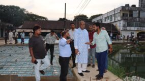 কাজিরবাজার গরুর হাটের উন্নয়নকাজ পরিদর্শনে সিসিক প্রশাসক