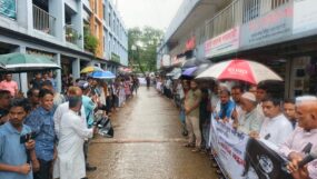 সিলেটে কিশোর রিফাত হত্যাকারীদের বিচার দাবিতে আছিরগঞ্জে মানববন্ধন